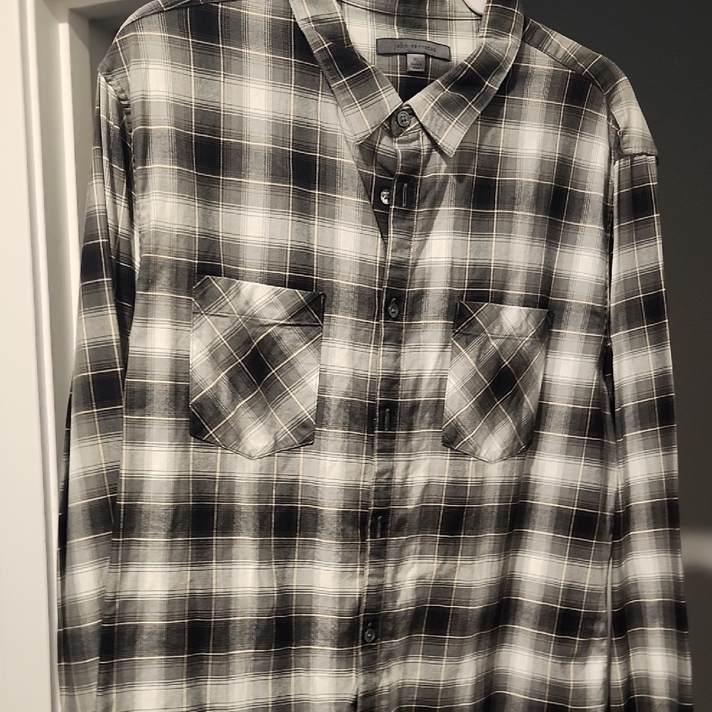 John Varvatos Monochrome Plaid Button Down Shirt